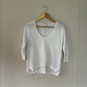J. Jill White V-Neck lightweight half sleeve Sweater petite medium